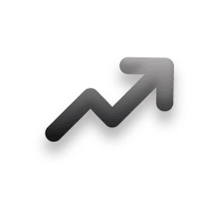Business scale concept with growth indicators on a digital interface.
