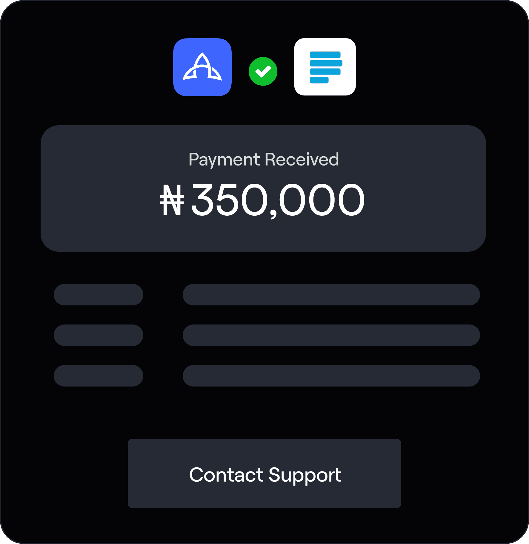 Payment received via paystack implementation