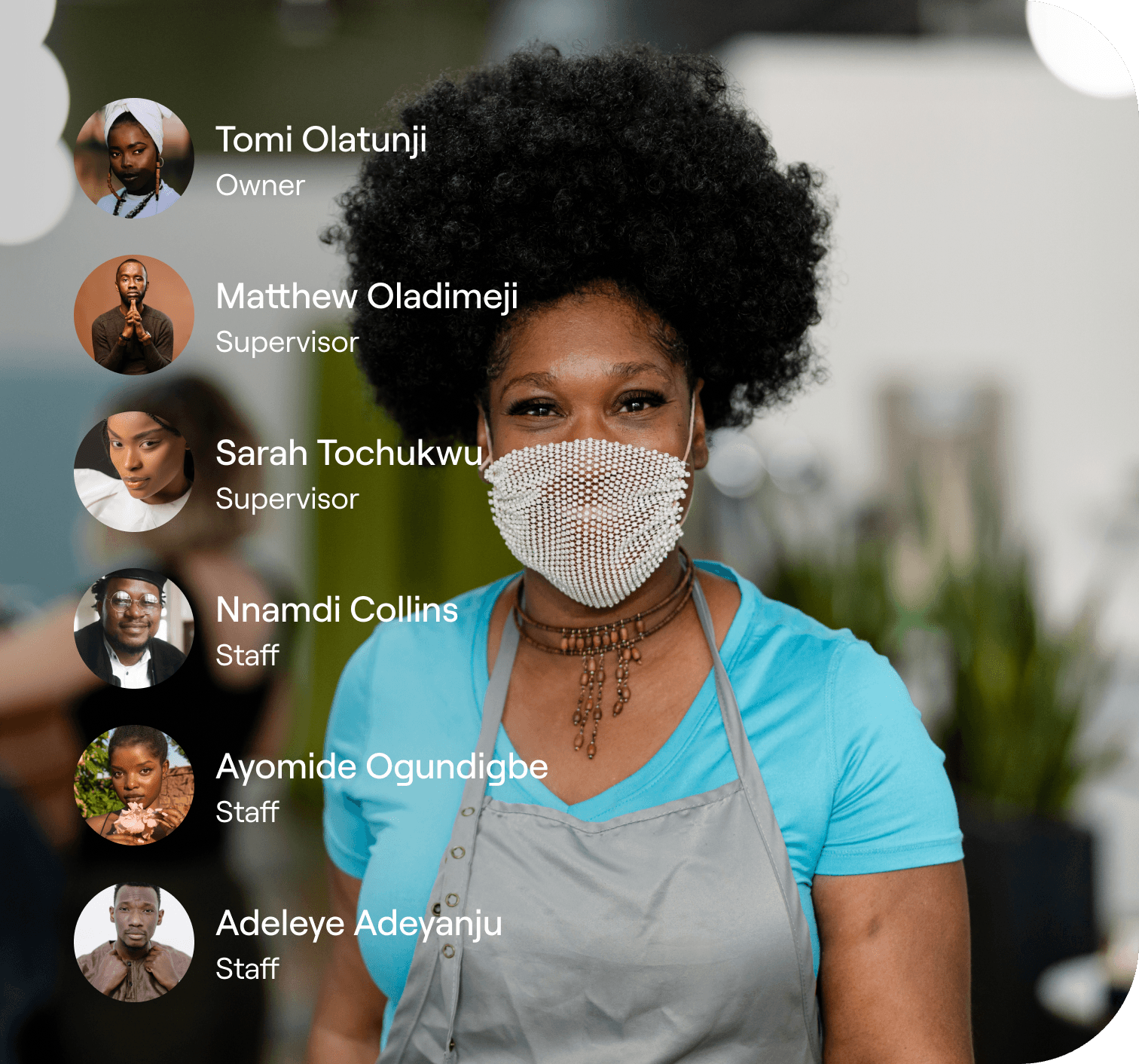 smiling woman wearing a mask during the new normal